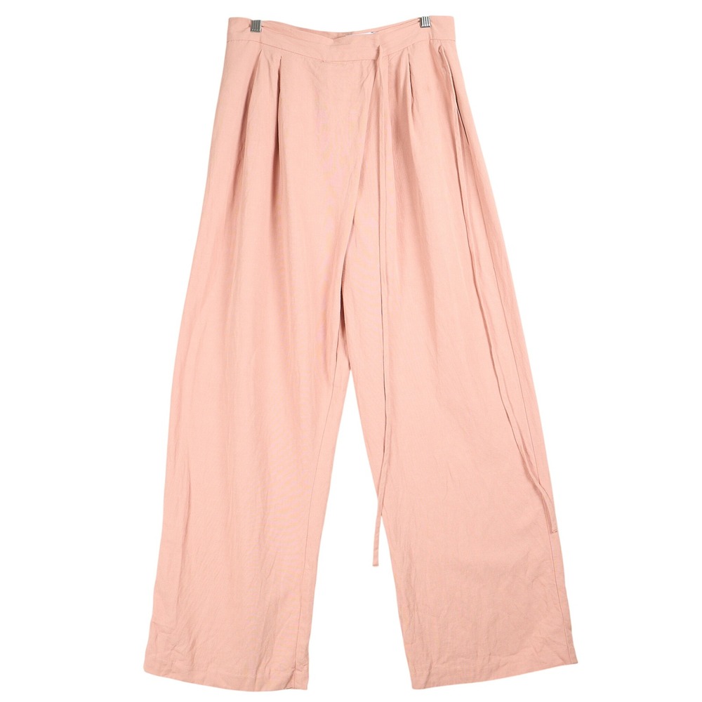 ASOS DESIGN Womens Pink Linen Blend Wide Leg Wrap Front Trousers Pants Size US 8
